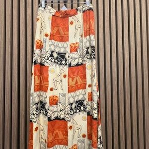 Orange and Black Patterned Women's Skirt